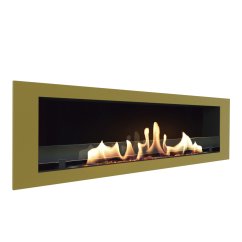 Биокамин встраиваемый SteelHeat LONG 1800 с рамкой цвет латунь