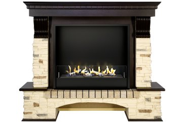 Биокамин в портале Firezo Pierre luxe Сланец Темный дуб, стандарт