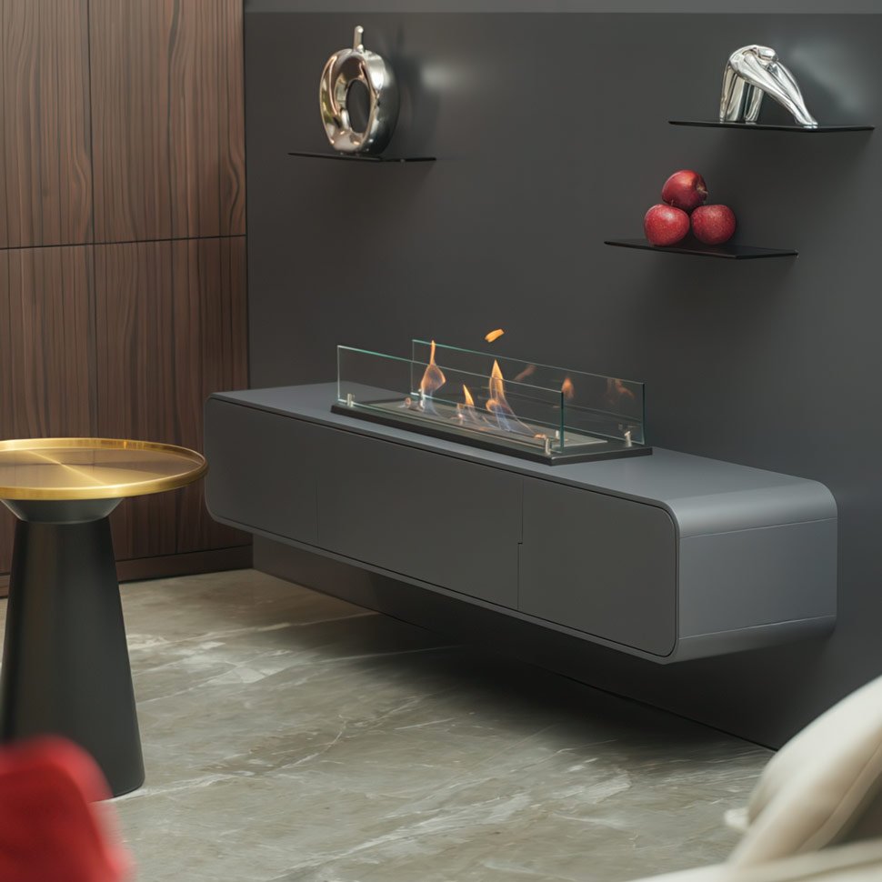 Биокамин встраиваемый в тумбу Steelheat Stand 900 белый